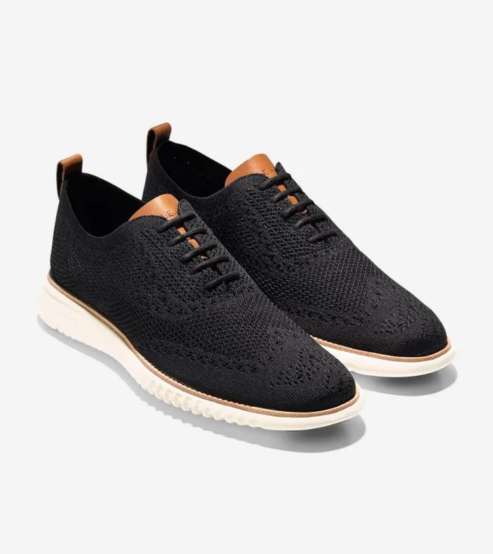 Men Oxfords Cole Haan 2ZERGRAND Stitchlite Wingtip Oxfords Black Stitchlitetradeivory