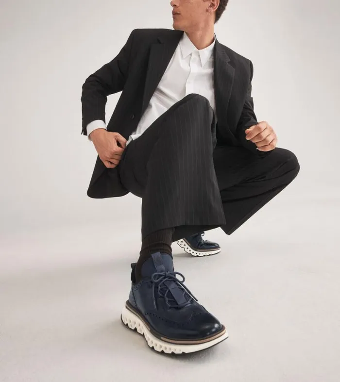 Men Oxfords Cole Haan 5ZERGRAND Wingtip Oxfords Navy Blazerivory