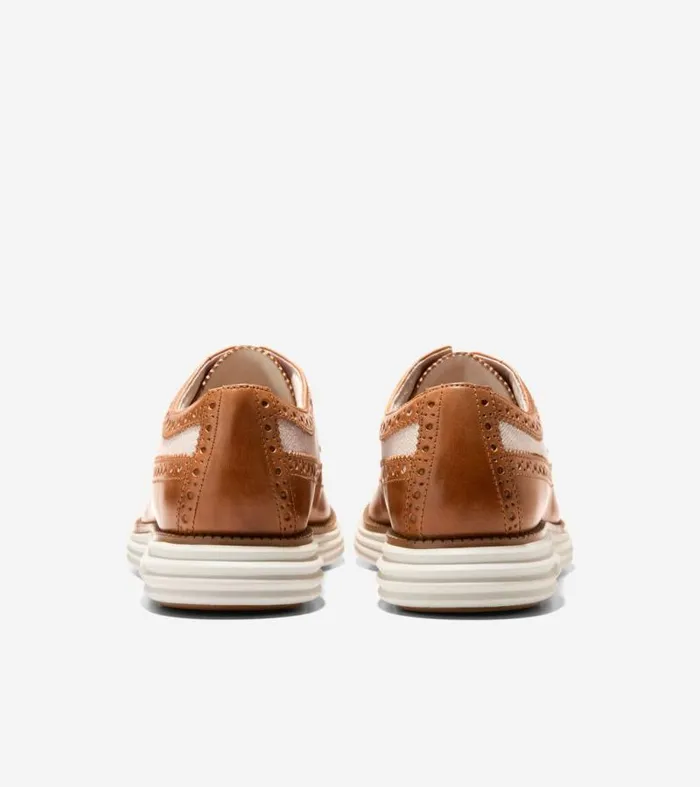Men Oxfords Cole Haan riginalGrand Remastered Longwing Oxfords Pecan Brownnatural Hempivory