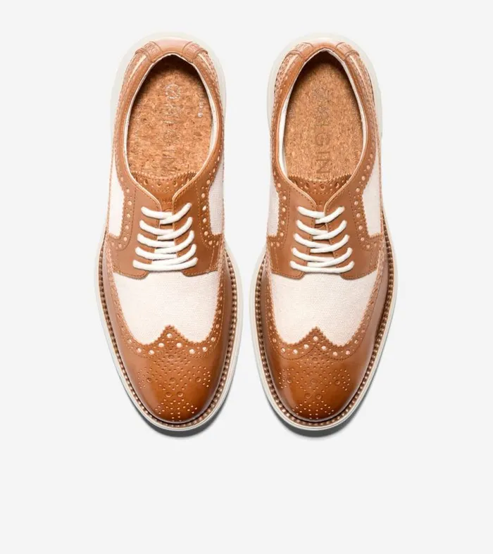Men Oxfords Cole Haan riginalGrand Remastered Longwing Oxfords Pecan Brownnatural Hempivory