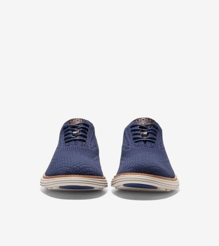 Men Oxfords Cole Haan riginalGrand Remastered Stitchlite Oxfords Marine Bluedark Chocolate Brownsilver Lining Stitchlitetrade