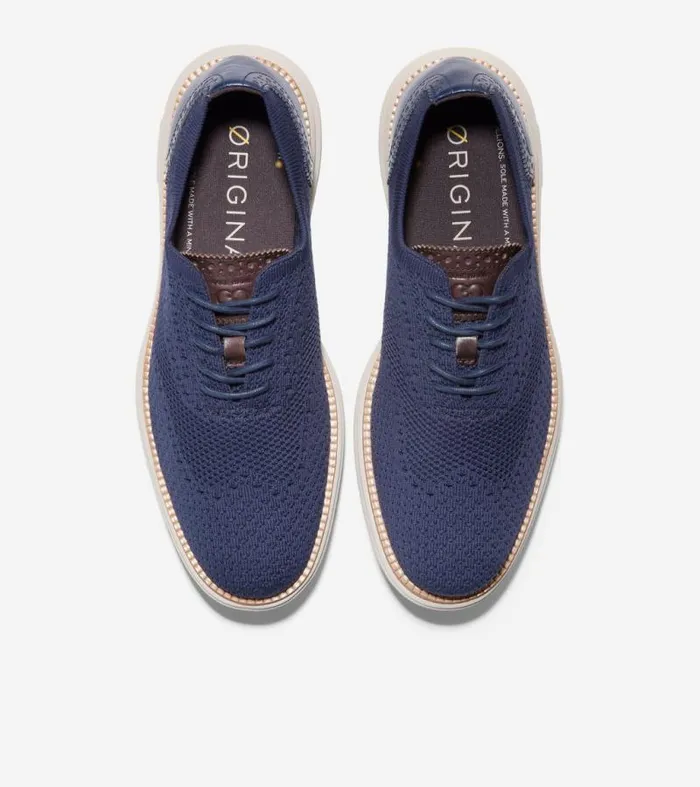 Men Oxfords Cole Haan riginalGrand Remastered Stitchlite Oxfords Marine Bluedark Chocolate Brownsilver Lining Stitchlitetrade