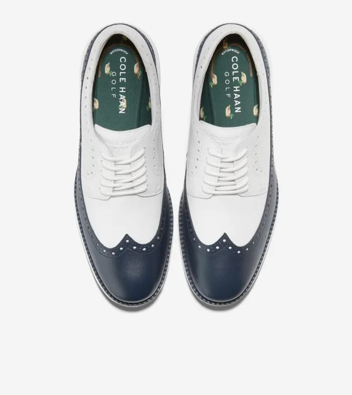 Men Oxfords Cole Haan riginalGrand Waterproof Golf Shoes Navy Blazer Bluespruce Yellowoptic White