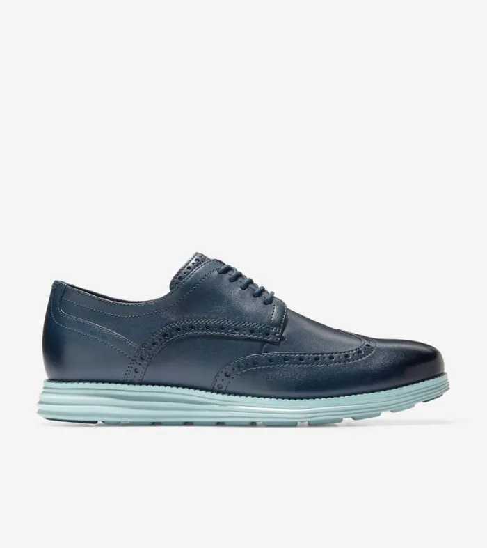 Men Oxfords Cole Haan riginalGrand Wingtip Oxfords Blue Wing Tealcloud Blue