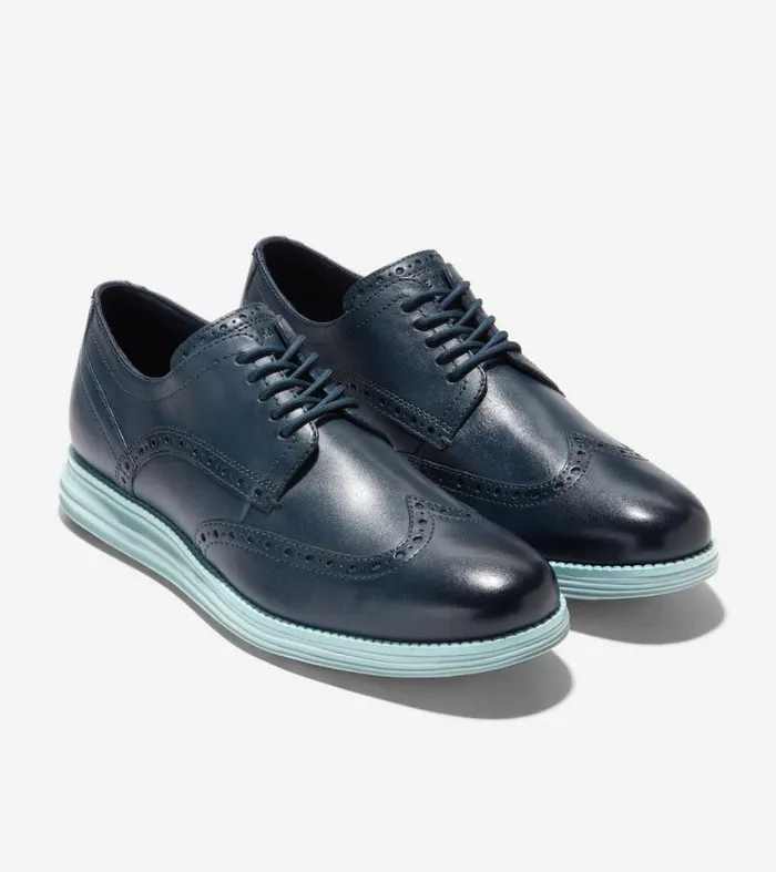 Men Oxfords Cole Haan riginalGrand Wingtip Oxfords Blue Wing Tealcloud Blue