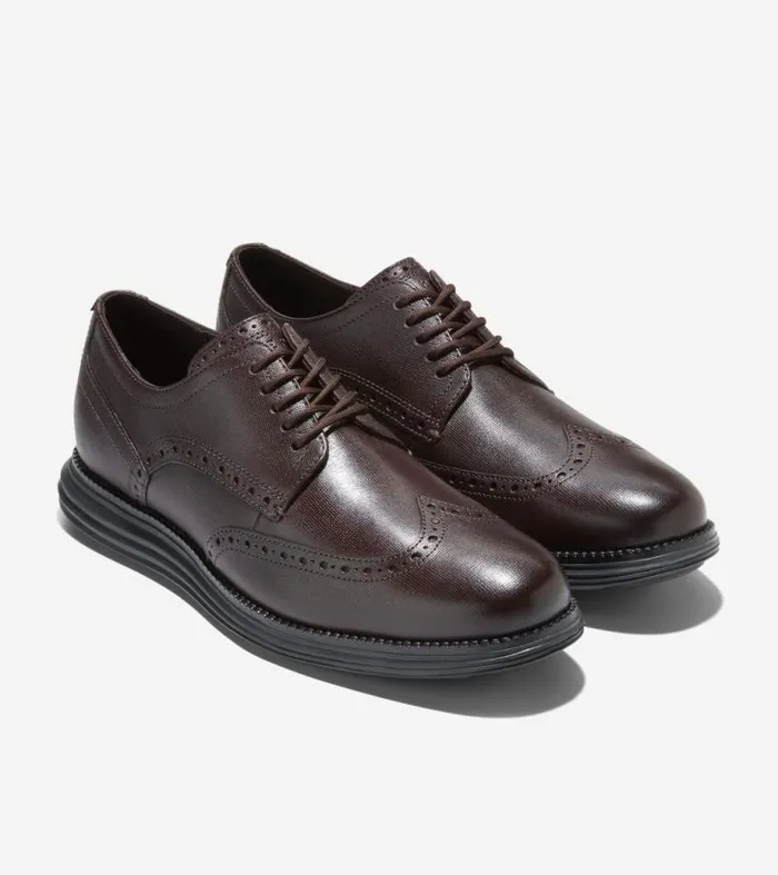 Men Oxfords Cole Haan riginalGrand Wingtip Oxfords Dark Chocolate Saffianoblack