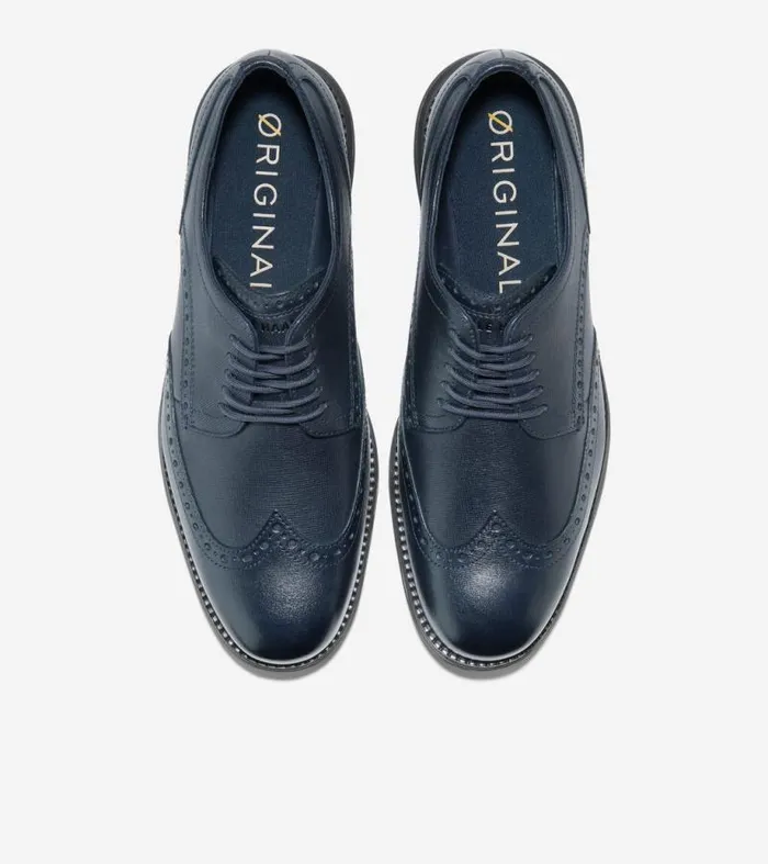 Men Oxfords Cole Haan riginalGrand Wingtip Oxfords Navy Blazer Blue Saffianoblack