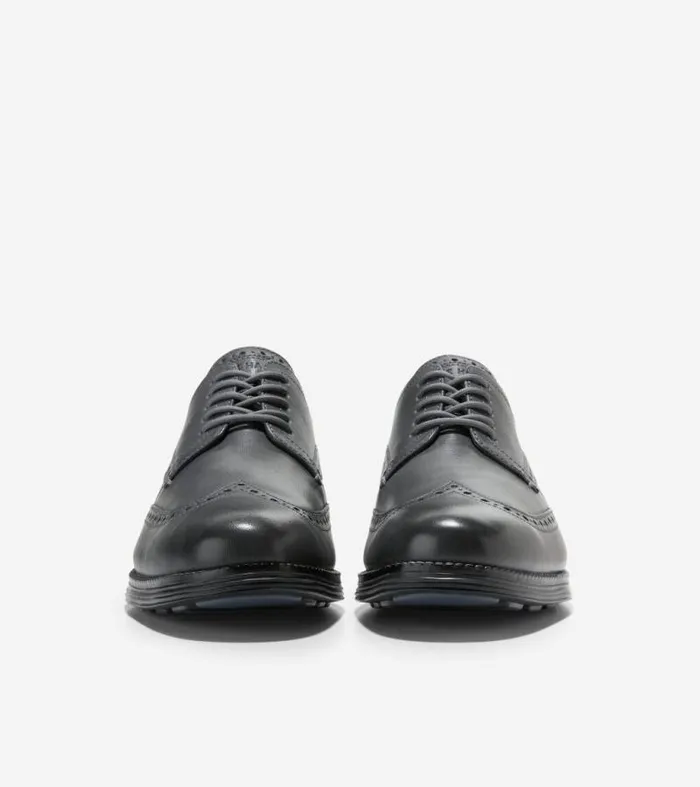 Men Oxfords Cole Haan riginalGrand Wingtip Oxfords Turbulence Gray Saffianoblack