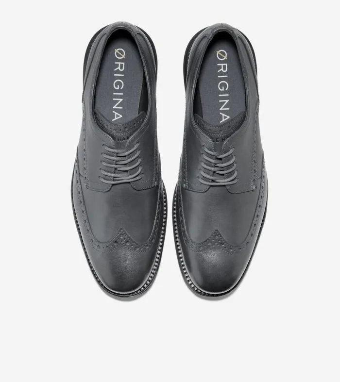 Men Oxfords Cole Haan riginalGrand Wingtip Oxfords Turbulence Gray Saffianoblack