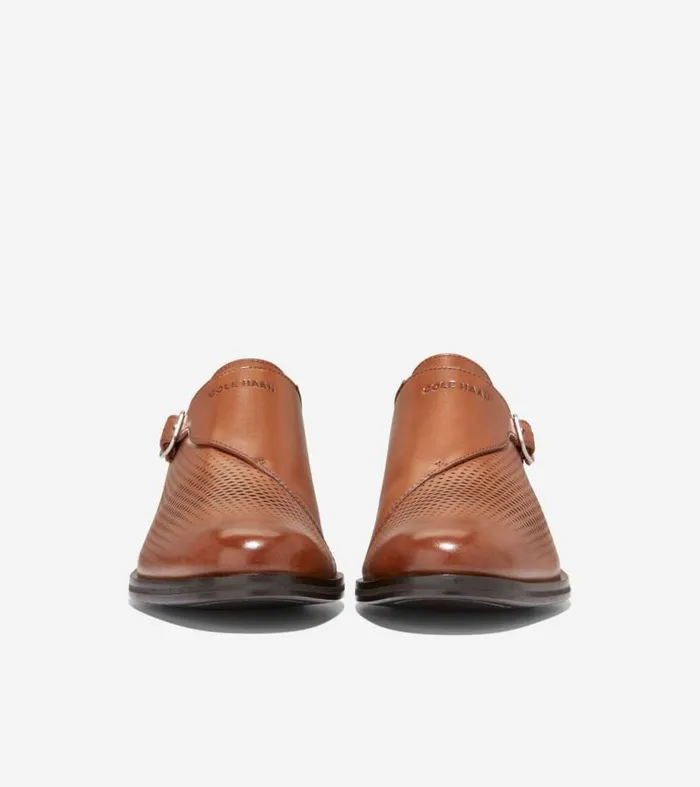 Men Oxfords Cole Haan Washington Grand Laser Monk Strap Shoes British Tandark Chocolate
