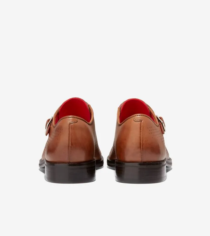 Men Oxfords Cole Haan Washington Grand Laser Monk Strap Shoes British Tandark Chocolate