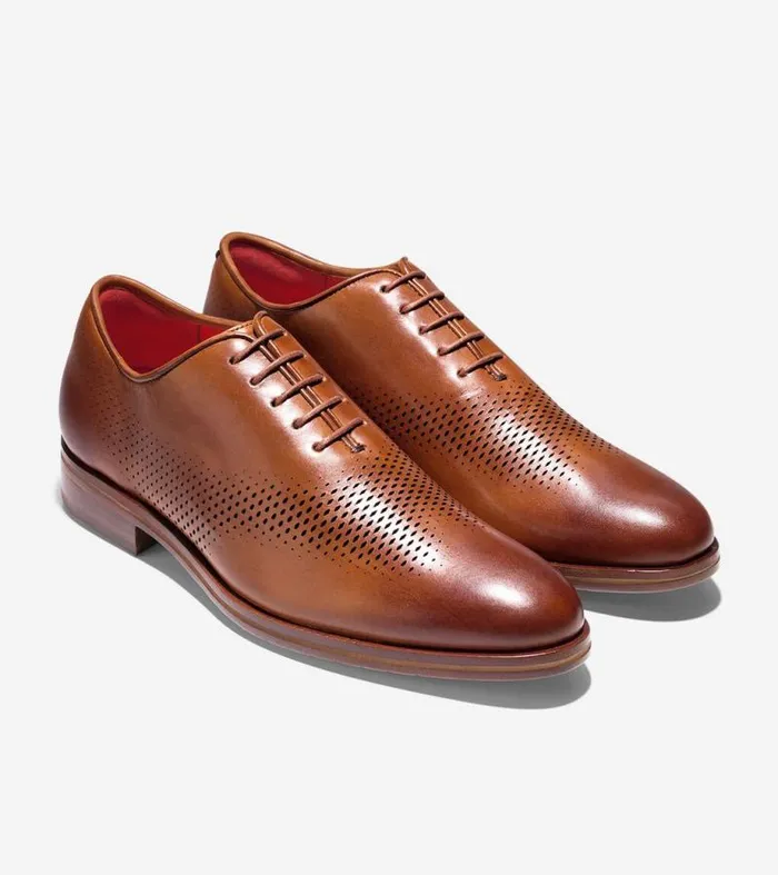 Men Oxfords Cole Haan Washington Grand Laser Wingtip Oxfords British Tan Leather