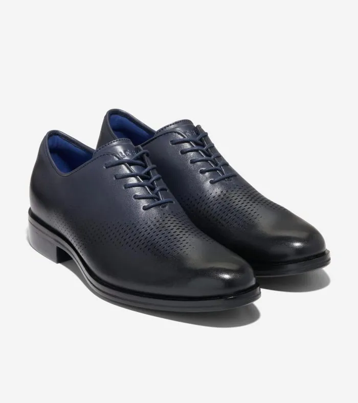 Men Oxfords Cole Haan Washington Grand Laser Wingtip Oxfords Marine Blueblack