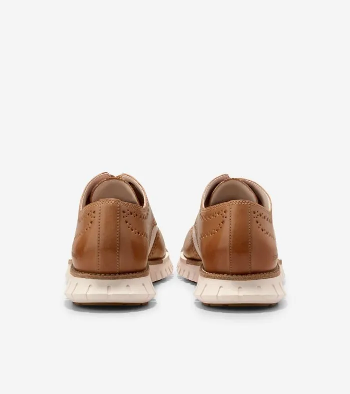 Men Oxfords Cole Haan ZERGRAND Remastered Lined Wingtip Oxfords Pecan Brownnatural Hempivory
