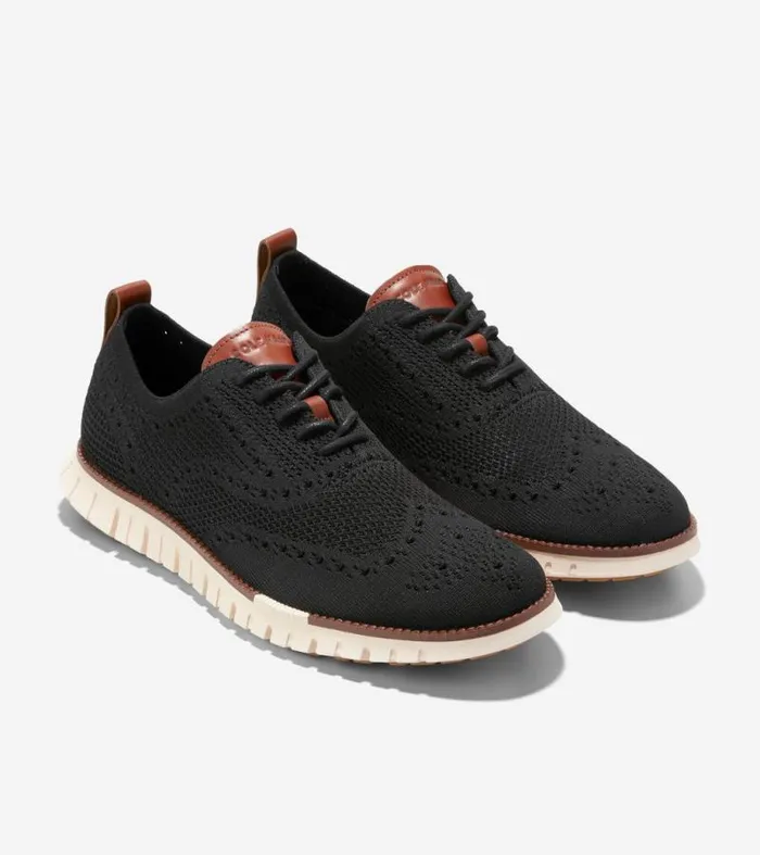 Men Oxfords Cole Haan ZERGRAND Remastered Stitchlite Wingtip Oxfords Black Stitchlitetradeivory