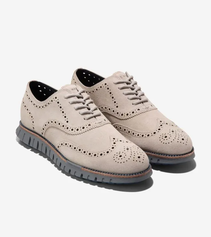 Men Oxfords Cole Haan ZERGRAND Remastered Unlined Wingtip Oxfords Dove Grayblue Wing Tealtornado