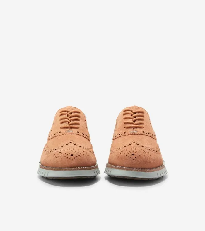 Men Oxfords Cole Haan ZERGRAND Remastered Unlined Wingtip Oxfords Naturaltruffle Browncloud Blue