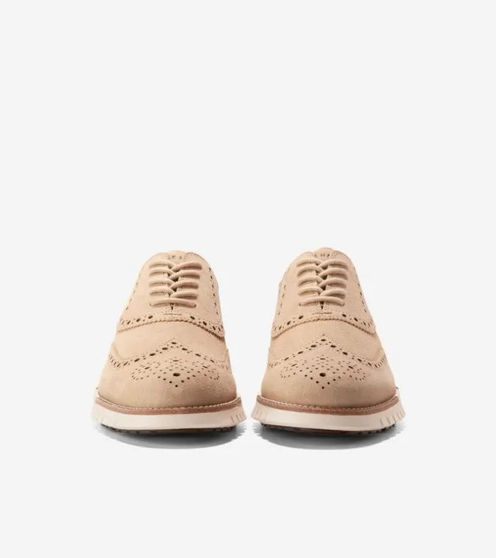 Men Oxfords Cole Haan ZERGRAND Remastered Unlined Wingtip Oxfords Sesamedark Chocolate Brownivory