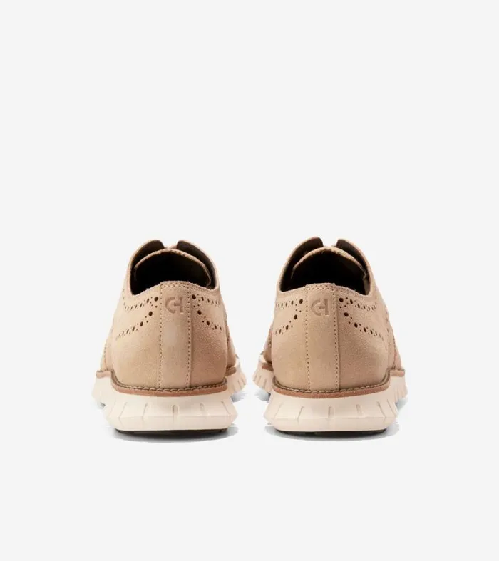 Men Oxfords Cole Haan ZERGRAND Remastered Unlined Wingtip Oxfords Sesamedark Chocolate Brownivory