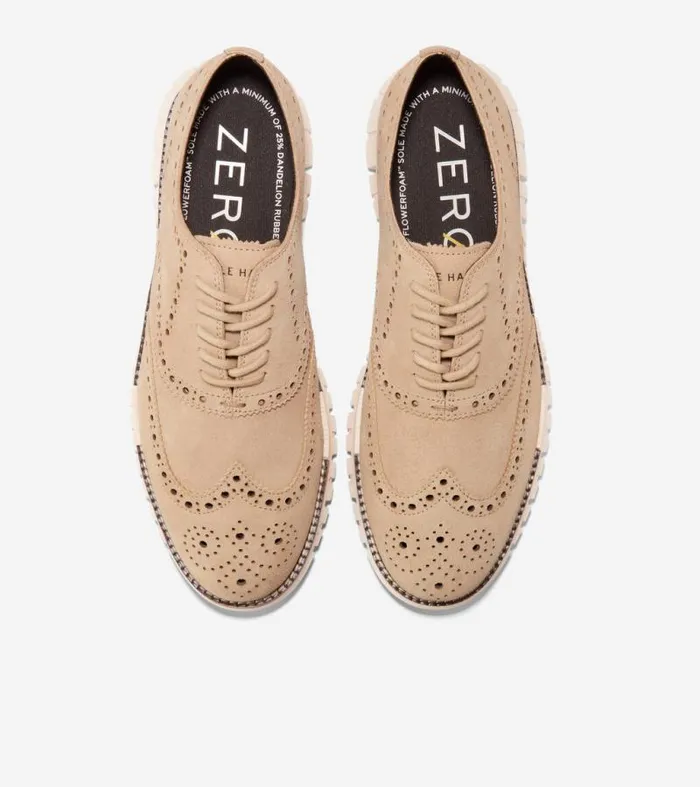 Men Oxfords Cole Haan ZERGRAND Remastered Unlined Wingtip Oxfords Sesamedark Chocolate Brownivory