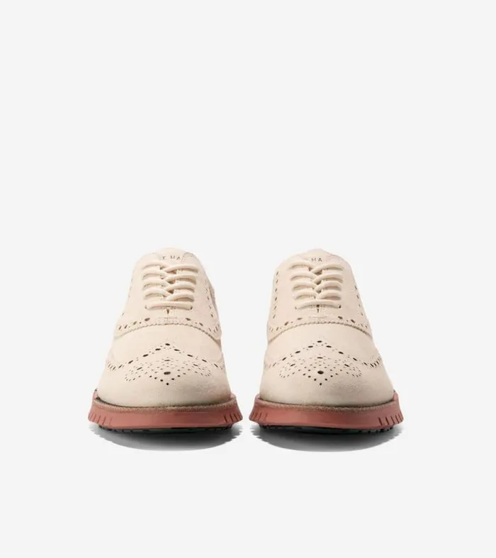 Men Oxfords Cole Haan ZERGRAND Remastered Unlined Wingtip Oxfords Whitecap Graydark Chocolatered Burl