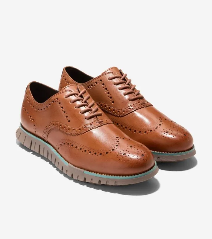 Men Oxfords Cole Haan ZERGRAND Remastered Wingtip Oxfords Acornirish Coffee