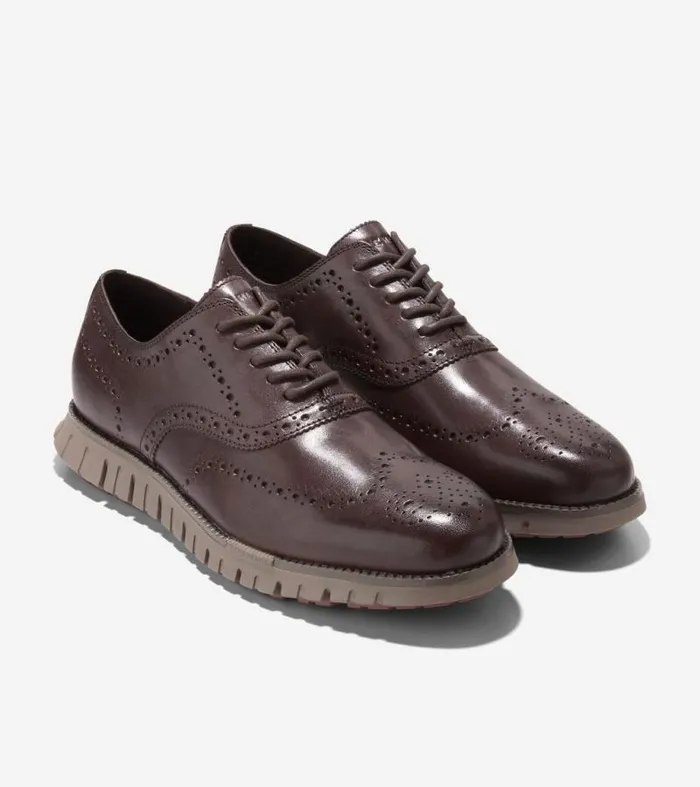 Men Oxfords Cole Haan ZERGRAND Remastered Wingtip Oxfords Dark Chocolate Brownirish Coffee