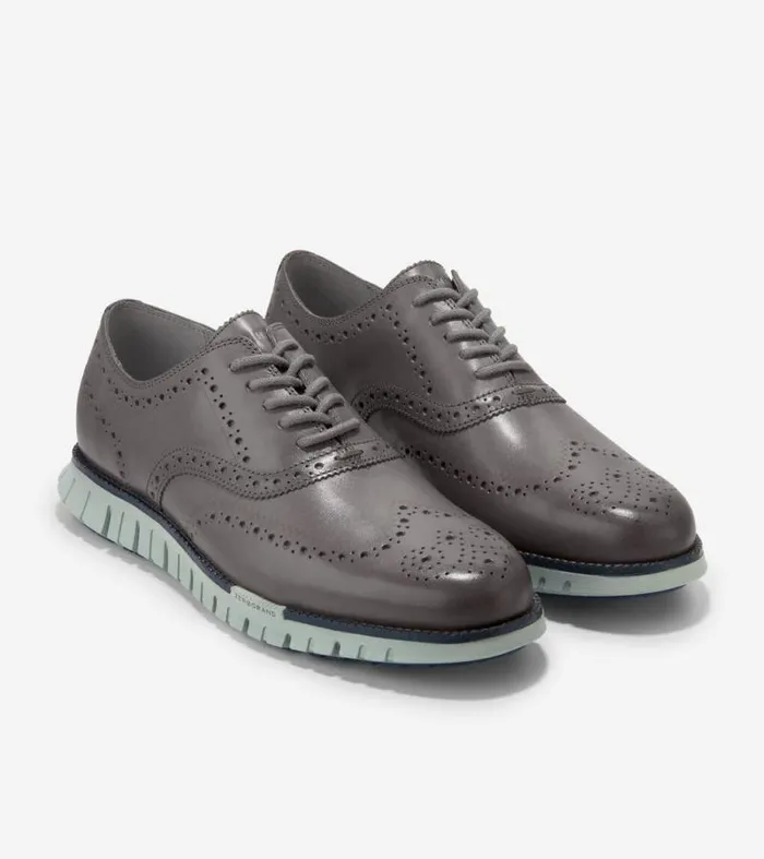 Men Oxfords Cole Haan ZERGRAND Remastered Wingtip Oxfords Tornado Graycloud Blue