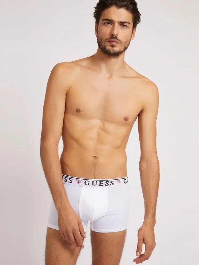 Men Pack 3 Boxers With Logo White Multi Guess Underwear