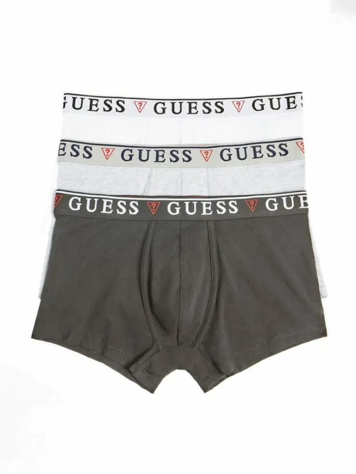 Men Pack 3 Boxers With Logo White Multi Guess Underwear