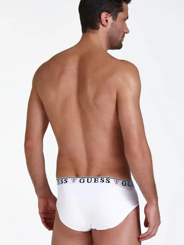 Men Pack 3 Briefs With Logo Band White Guess Underwear