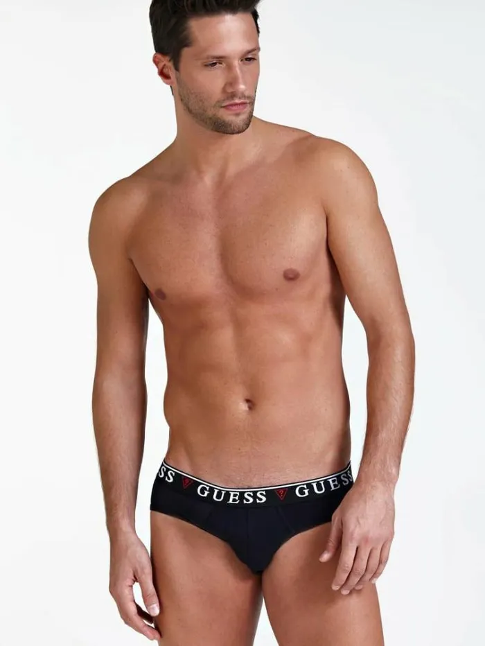 Men Pack 3 Briefs With Logo Band White Guess Underwear