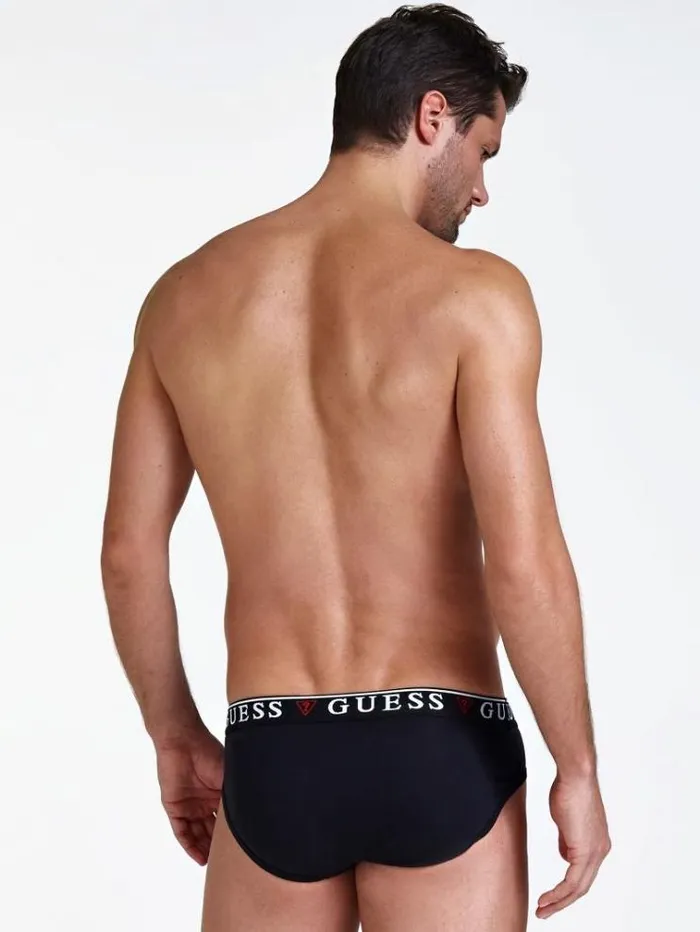 Men Pack 3 Briefs With Logo Band White Guess Underwear
