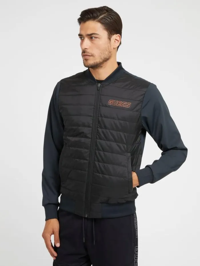 Men Padded Active Jacket Black Guess Activewear