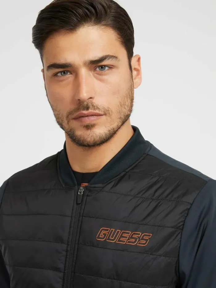 Men Padded Active Jacket Black Guess Activewear