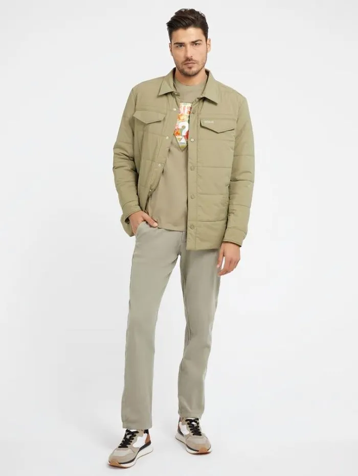 Men Padded Technical Shirt Jacket Green Guess Coats And Jackets