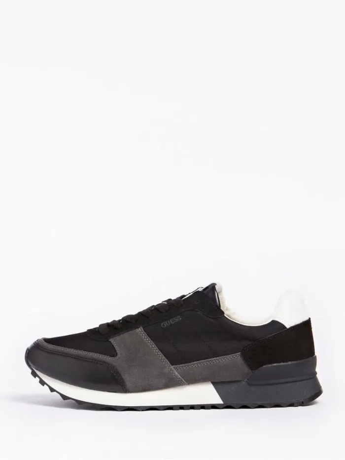 Men Padova Leather Blend Running Shoe Black Guess Shoes