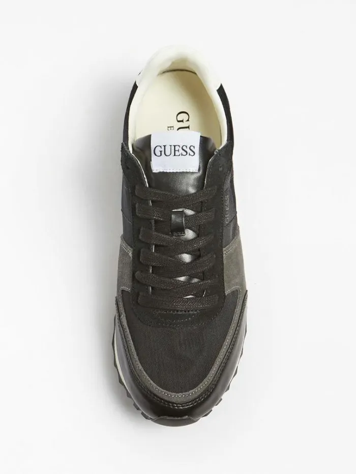 Men Padova Leather Blend Running Shoe Black Guess Shoes