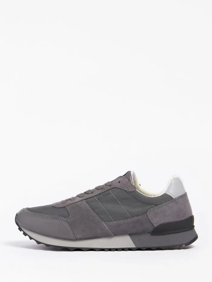 Men Padova Leather Blend Running Shoe Grey Guess Shoes