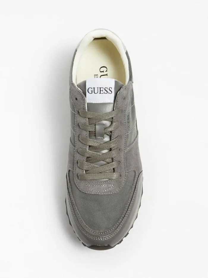 Men Padova Leather Blend Running Shoe Grey Guess Shoes