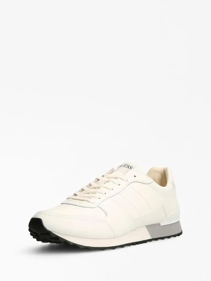 Men Padova Leather Blend Running Shoe White Guess Shoes