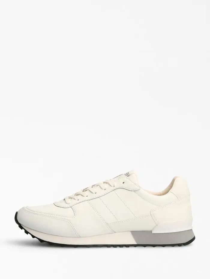 Men Padova Leather Blend Running Shoe White Guess Shoes