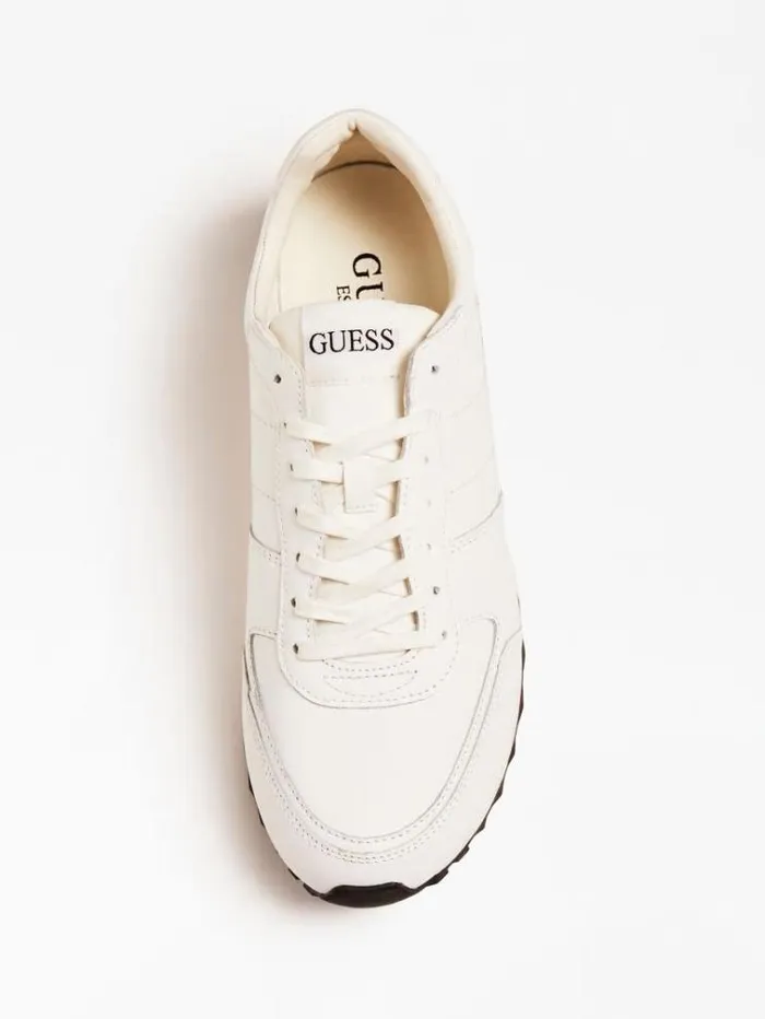 Men Padova Leather Blend Running Shoe White Guess Shoes