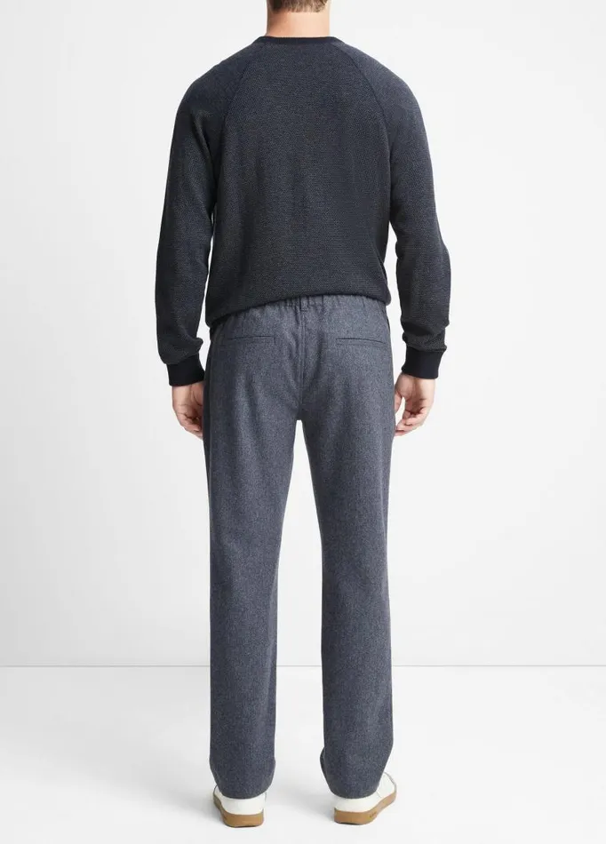 Men Pants and Shorts Vince Herringbone Virgin WoolBlend Flannel Trouser Coastal Bluemedium Heather Grey