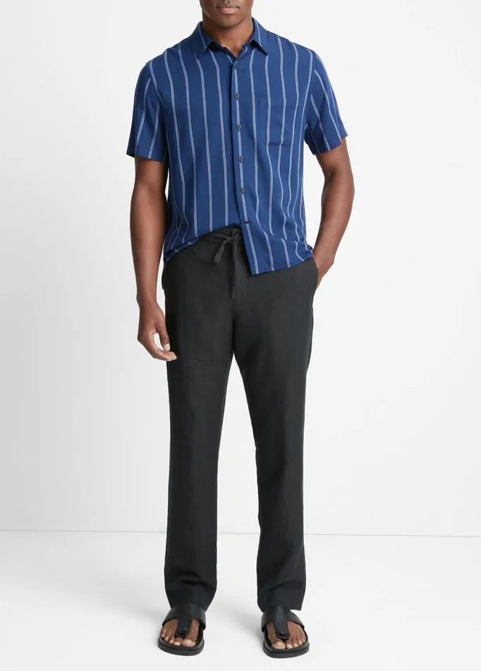 Men Pants and Shorts Vince Lightweight Hemp Pant Washed Black