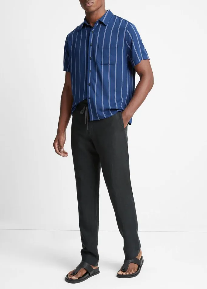 Men Pants and Shorts Vince Lightweight Hemp Pant Washed Black