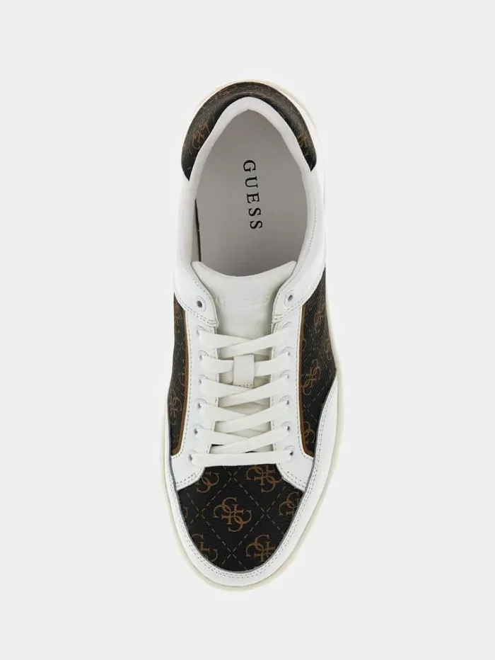 Men Parma Mixedleather Sneakers Brown Multi Guess Shoes