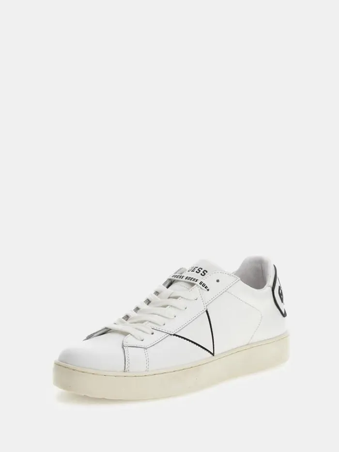 Men Parma Mixedleather Sneakers White Guess Shoes