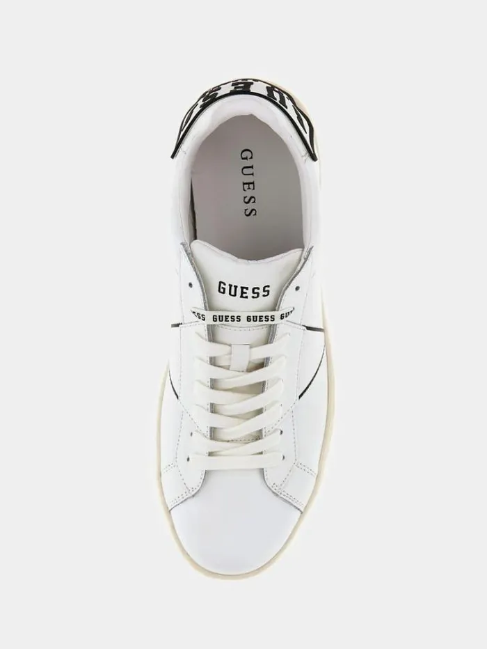 Men Parma Mixedleather Sneakers White Guess Shoes