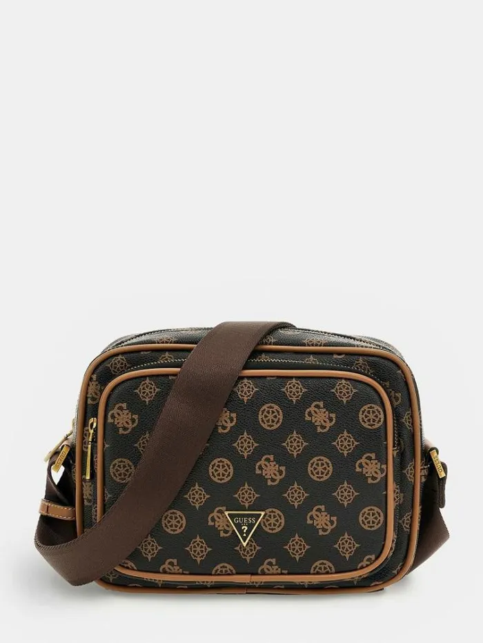 Men Peony 4g Logo Crossbody Bag Brown Guess City Bags